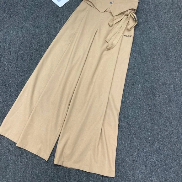 Miu Miu Beige Vest & Wide Leg Pants Two Piece Set - Picture 6 of 6
